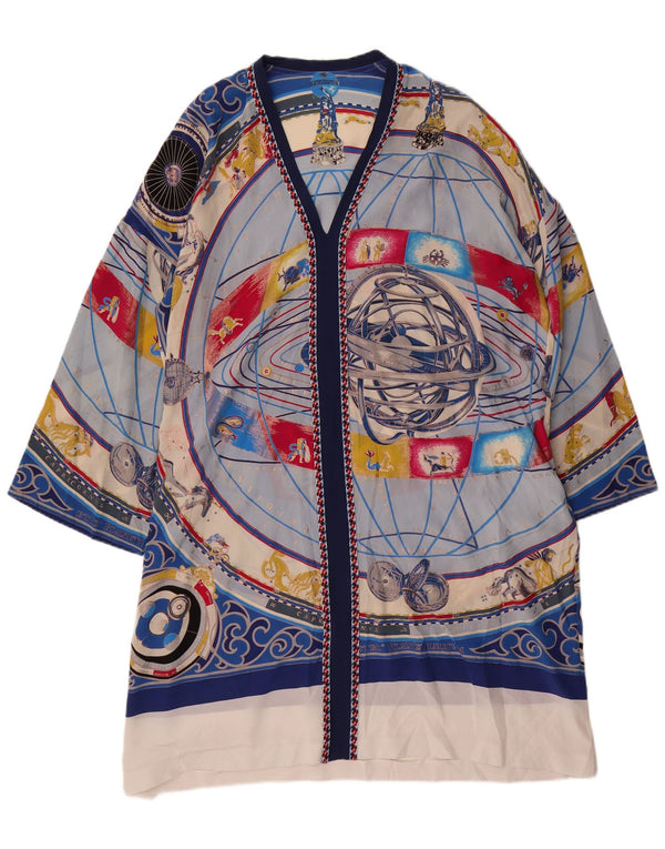 VINTAGE Kvinders Oversized Abstrakt Pattern Shift Dress UK 14 Medium Blue