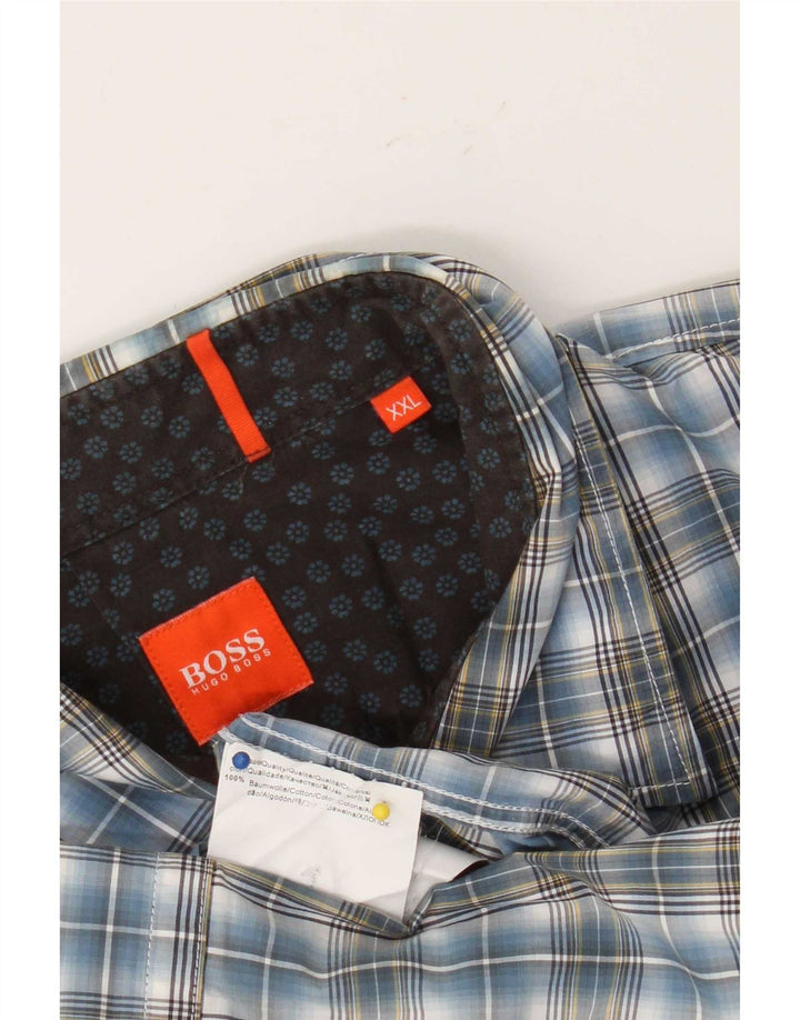 Hugo Boss herreskjorte 2XL blå ternet bomuld