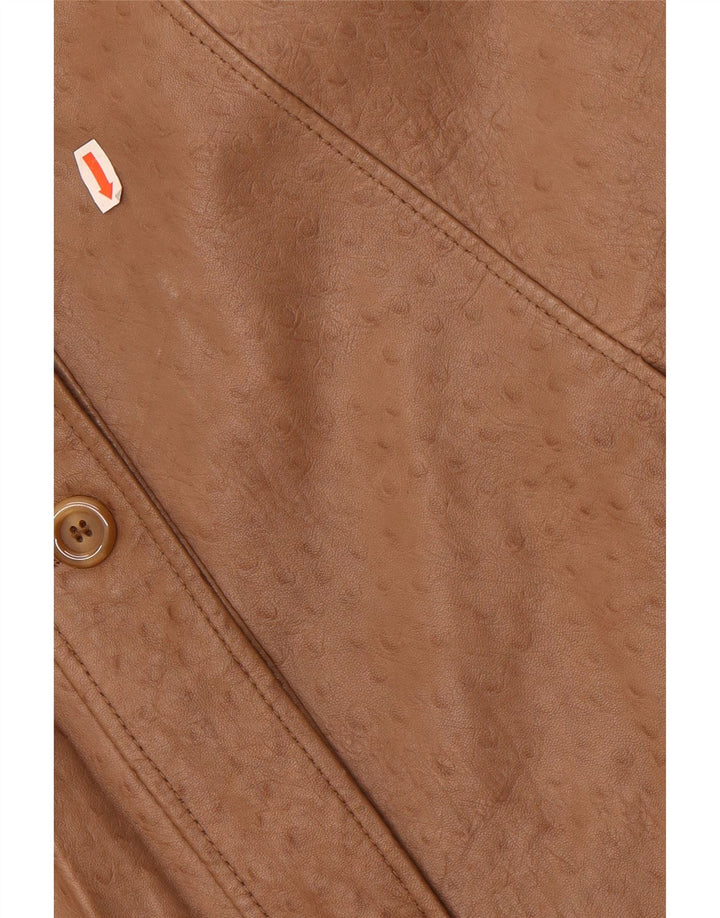 Vintage oversized læderfrakke til kvinder EU 40 medium beige læder