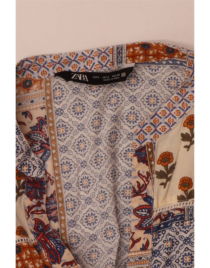 Zara Dame Langærmet Tiered Dress UK 10 Small Multicolor Patchwork