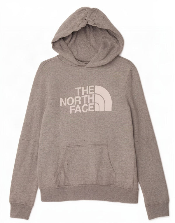 The North Face Boys Graphic Hoodie Jumper 11-12 Years Large Grey Flecked