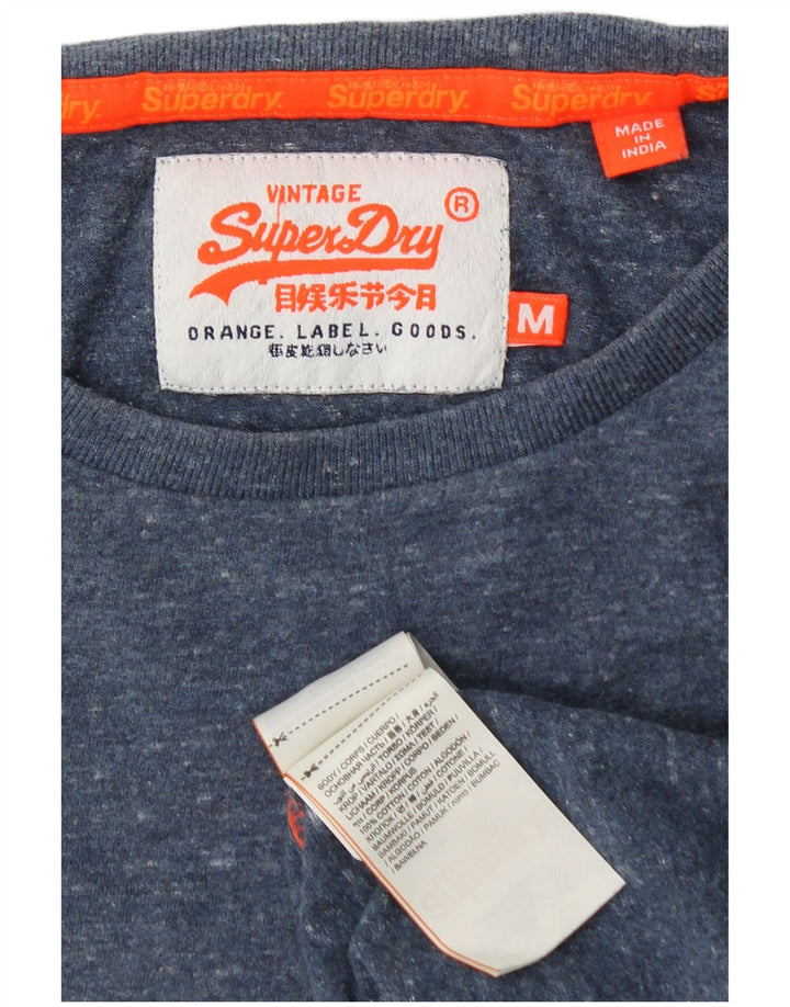 SUPERDRY Herre T-shirt Top Medium Navyblå Flecked Bomuld