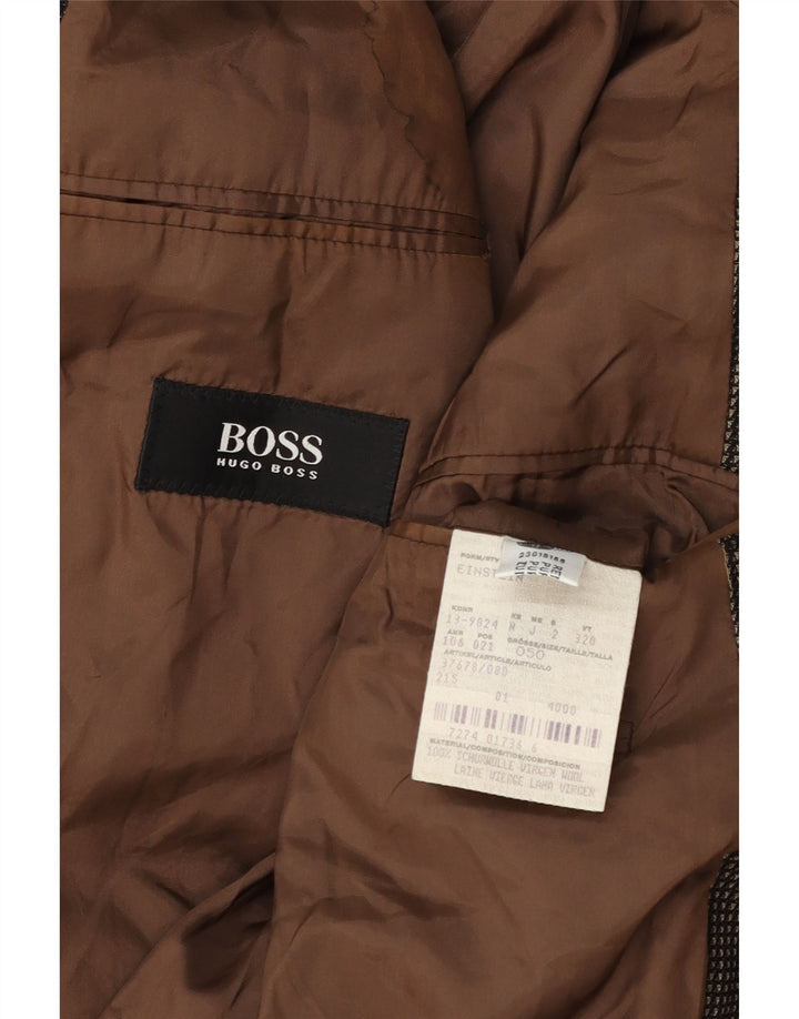 Hugo Boss Herre 3-knaps blazerjakke EU 50 Stor brun plettet uld