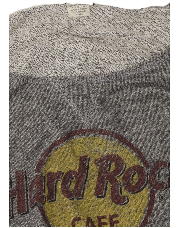 Hard Rock Cafe Dame Off Shoulder Sweatshirt Jumper UK 16 Large Grå