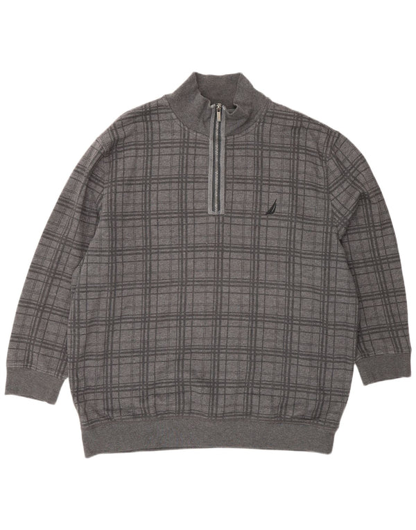 Nautica sweatshirt med lynlås til mænd 2XL grå ternet