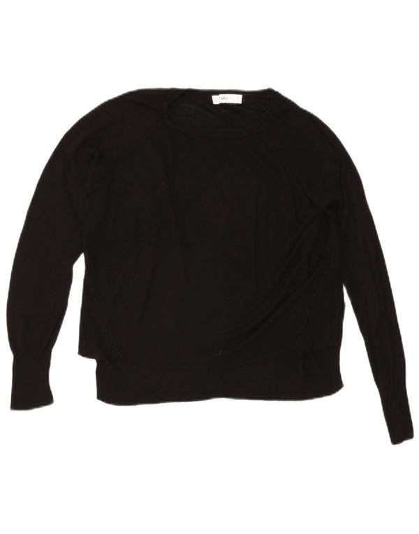 Zara Womens Crop Oversized Boat Neck Jumper Sweater UK 10 Small Black