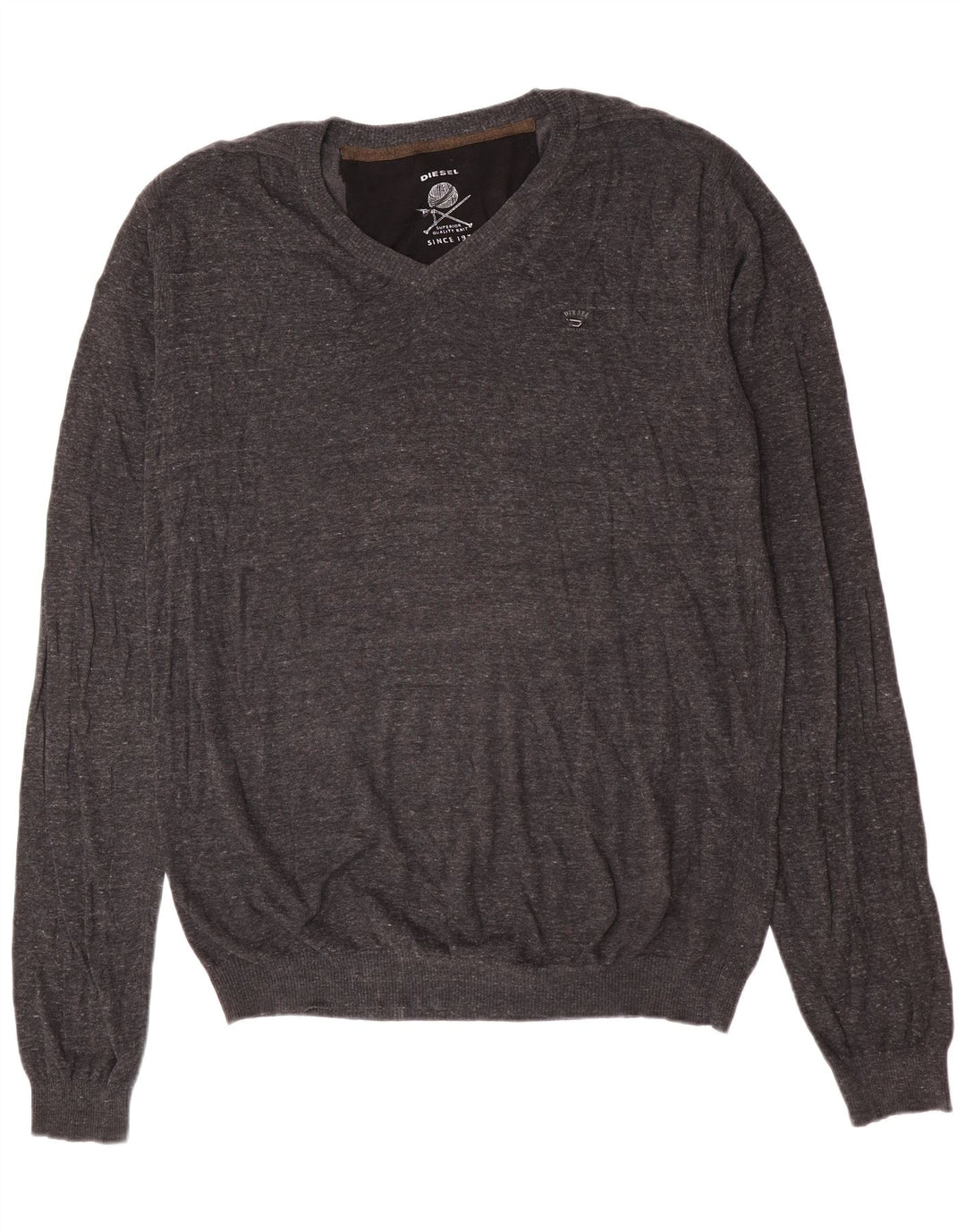 Diesel Herre V-hals sweater 2XL Grå Bomuld