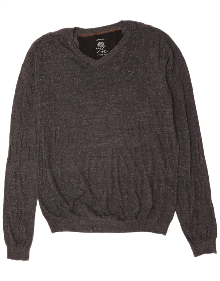 Diesel Herre V-hals sweater 2XL Grå Bomuld