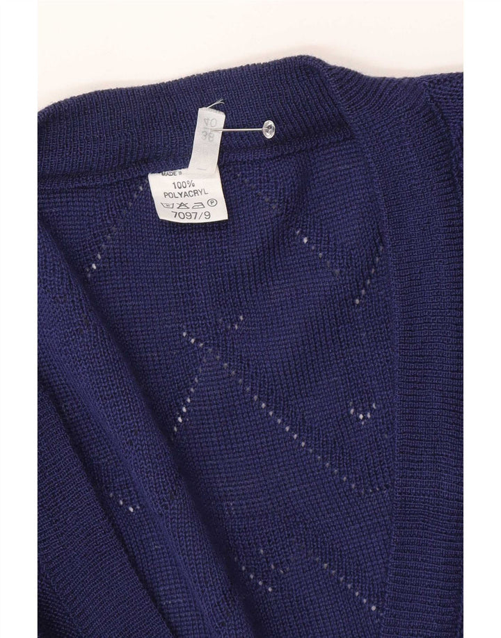 Vintage dame cardigan sweater EU 38/40 Medium Blue Chevron Polyacrylic