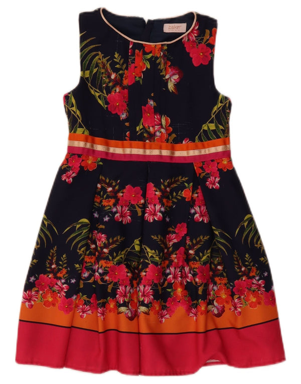 Ted Baker Girls Ærmeløs A-Line Kjole 5-6 år Navy Blue Floral