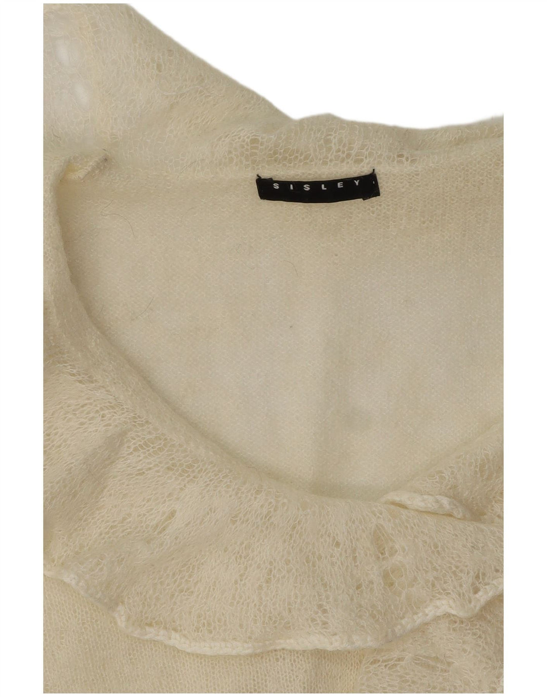Sisley Womens Flæse Front Polo Neck Jumper Sweater UK 12 Medium Off White