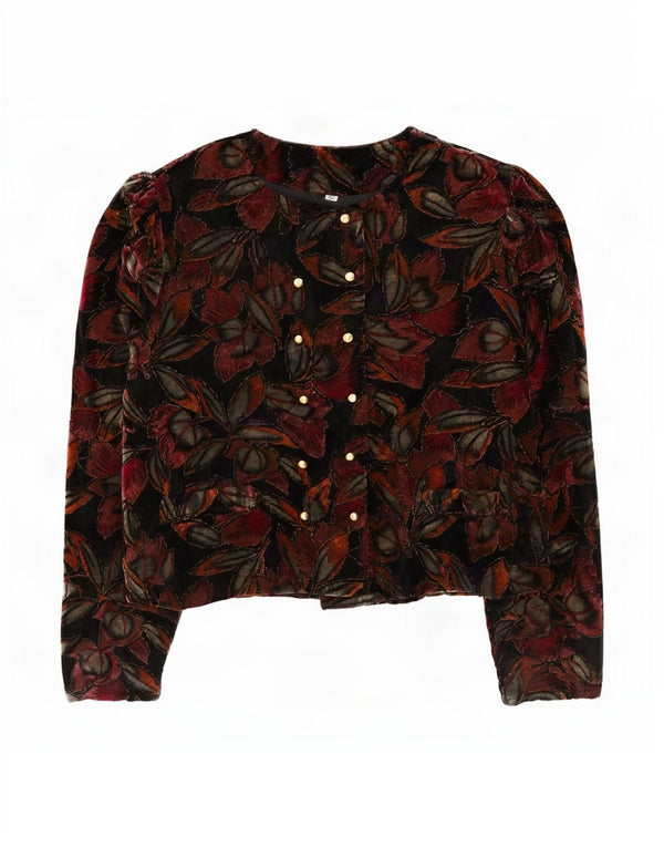 Vintage Womens Velvet Blazer Jacket IT 44 Medium Multicoloured Floral