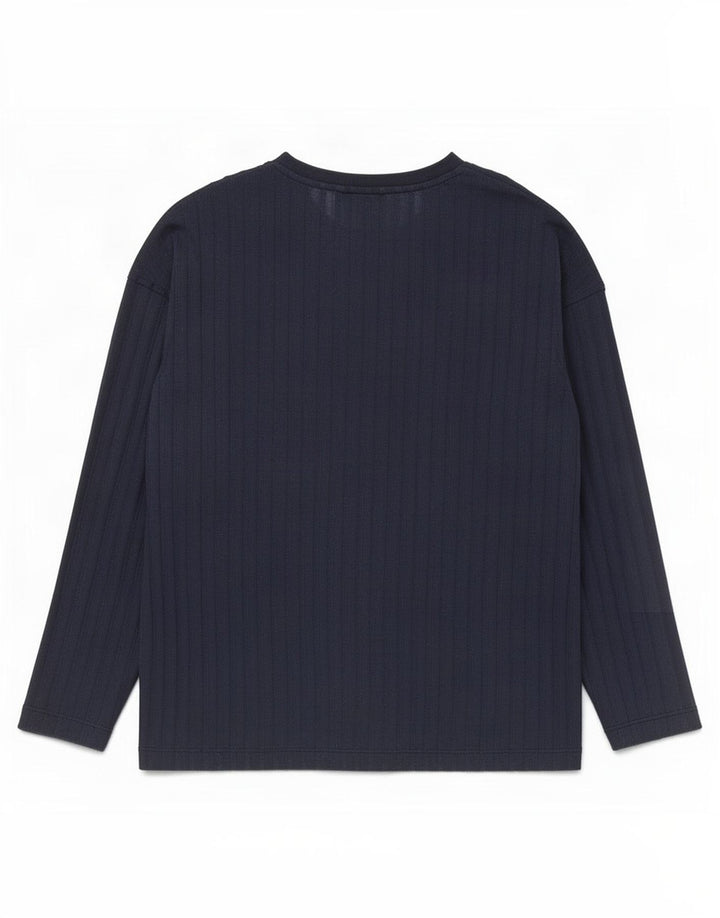 Marks & Spencer Dame Top Langærmet UK 12 Medium Navy Blue Polyester
