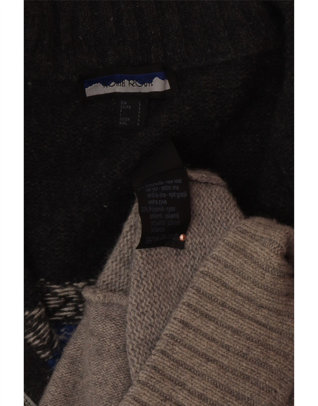 NORTH ROUTE Herre Zip Neck Jumper Sweater Large Grey Fair Isle