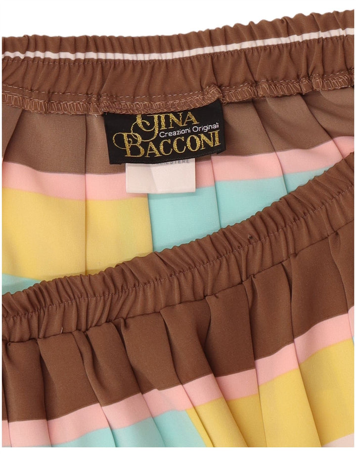 Gina Bacconi Kvinder plisseret nederdel UK 16 Large W32 Brown Geometric Classic