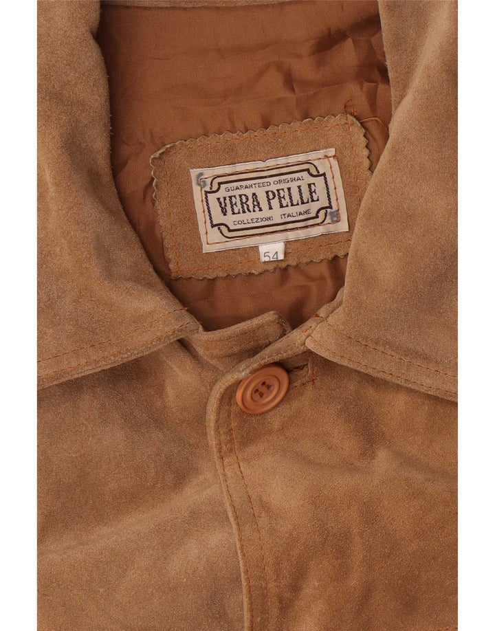 Vintage herre ruskindsjakke IT 54 2XL brunt læder