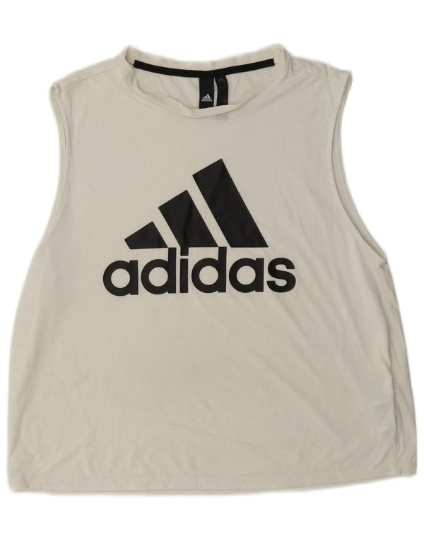 Adidas Dame Grafisk Vest Top UK 16/18 Large White Polyester Sports