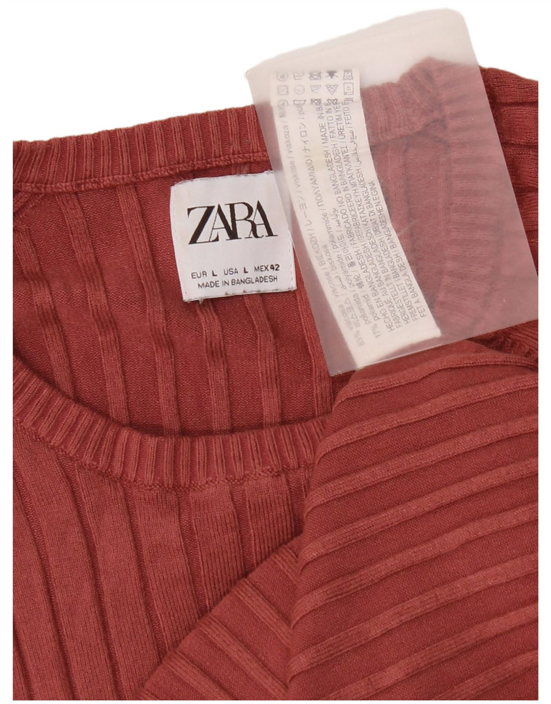 Zara Dame Jumper Sweater UK 14 Stor Rød Viscose
