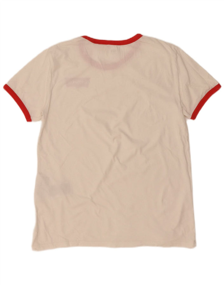 Levi's Dame T-Shirt Top UK 14 Medium White Colourblock Bomuld