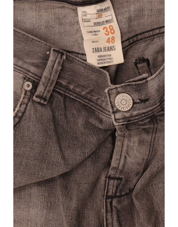 Zara Straight Jeans til mænd EU 38 Small W38 L35 Grå Bomuld