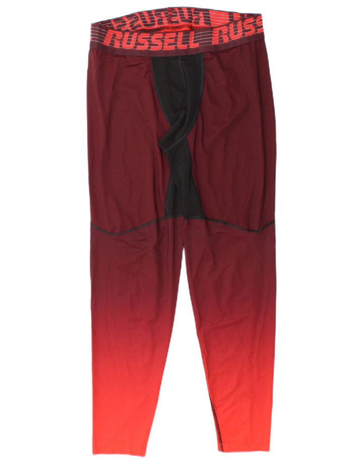 Russell Athletic Herre Leggings Large Burgundy Colourblock