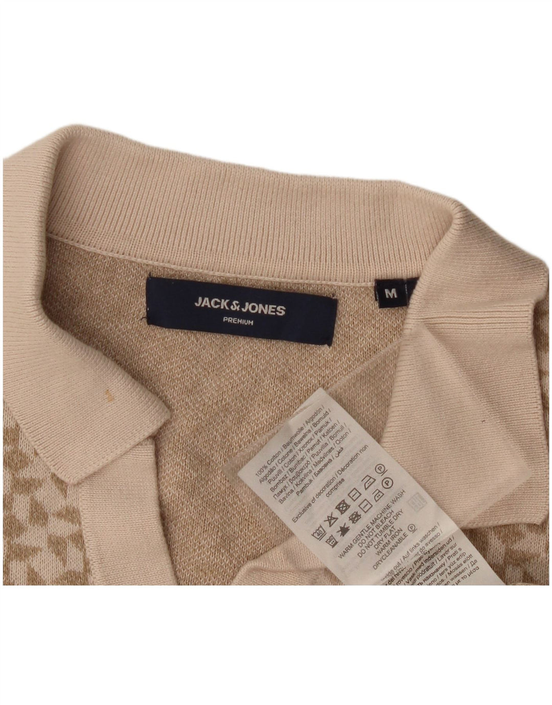 Jack & Jones herre poloshirt Medium beige geometrisk bomuld