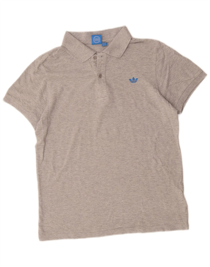Adidas Polo skjorte til mænd, mellemgrå, flækket bomuld