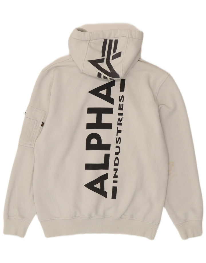 ALPHA INDUSTRIES Grafisk hættetrøje til mænd Stor hvid bomuld