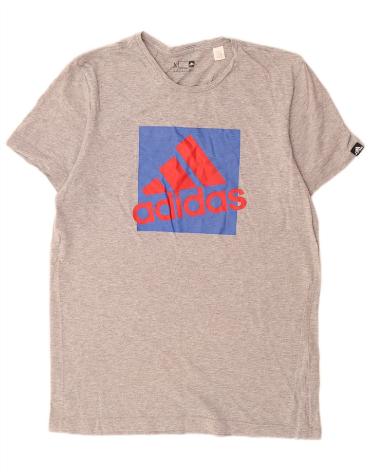 Adidas Herre grafisk T-shirt Top Medium Grey Flecked Bomuld