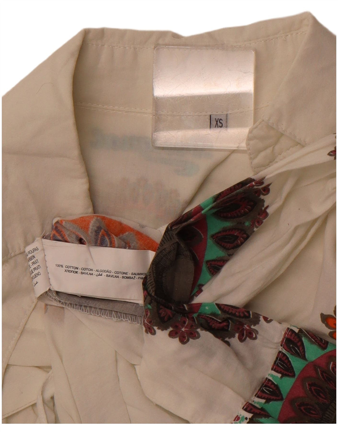 DESIGUAL Grafisk skjorte til kvinder UK 6 XS Hvid Paisley Bomuld