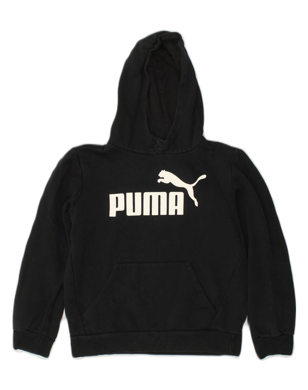 PUMA Boys Graphic Hoodie Jumper 11-12 Years Black Cotton | Vintage Puma | Thrift | Second-Hand Puma | Used Clothing | Messina Hembry 