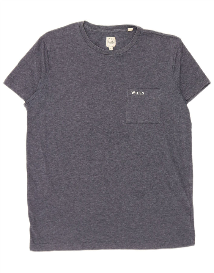 Jack Wills Herre T-shirt Top Medium Marineblå Flecked Bomuld