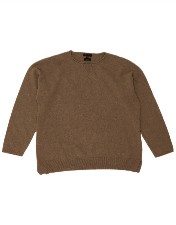 Massimo Dutti Dame Boat Neck Jumper Sweater UK 14 Medium Grey Wool