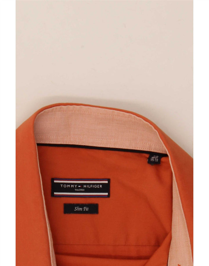 Tommy Hilfiger Herre Slim Fit Skjorte Størrelse 39 15 1/2 Medium Orange