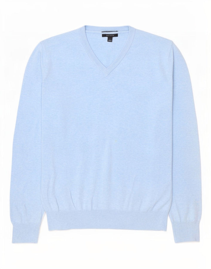 Marks & Spencer Herre V-hals sweater Stor blå bomuld