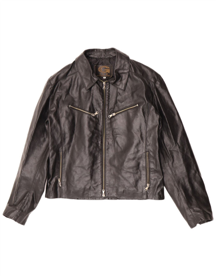 Vintage Herre Læderjakke UK 38 Medium Sort Læder