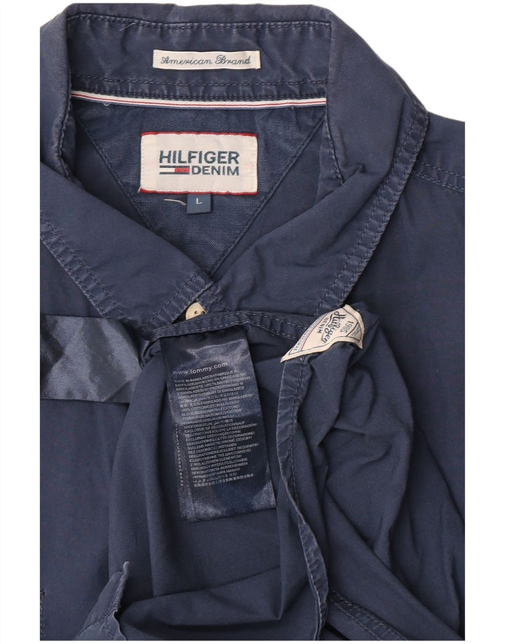 Tommy Hilfiger Kortærmet Herreskjorte Stor Marineblå Bomuld