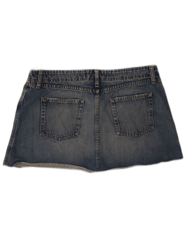 Benetton Womens Denim Mini Skirt IT 46 Large W32 Blue Cotton