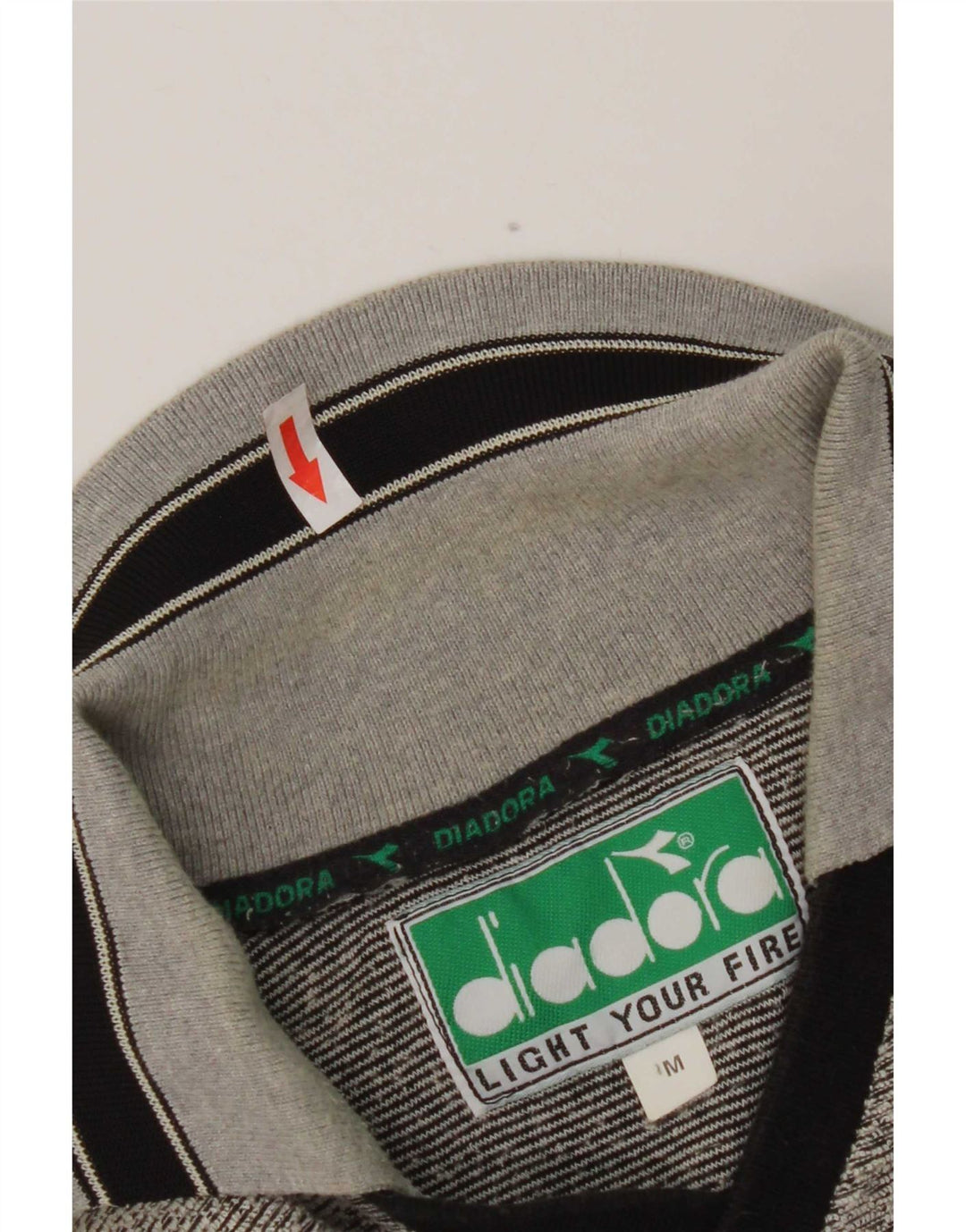 Diadora herre poloshirt mellemgrå stribet polyester