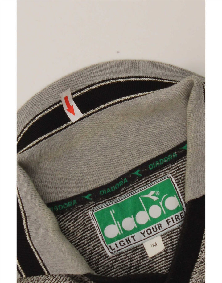 Diadora herre poloshirt mellemgrå stribet polyester