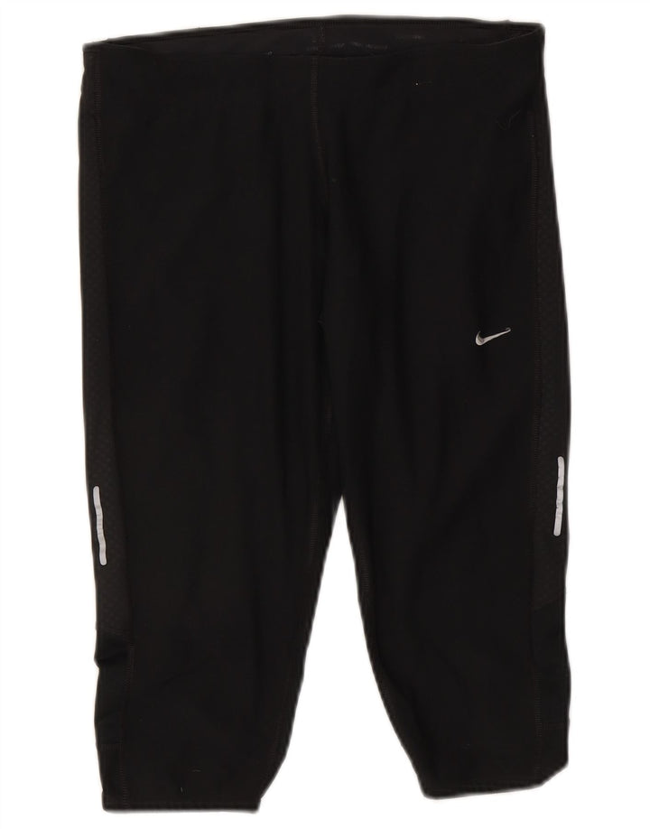 Nike Dame Dri Fit Capri Leggings UK 12 Medium Sort Polyester
