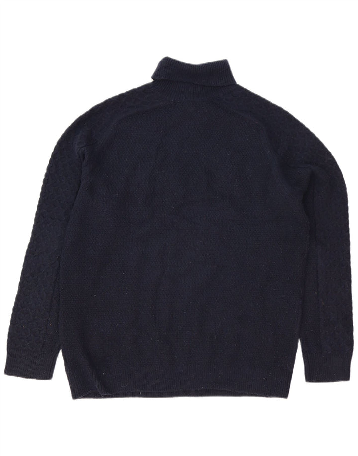 Marks & Spencer Herre Roll Neck Jumper Sweater Large Navy Blue Polyester