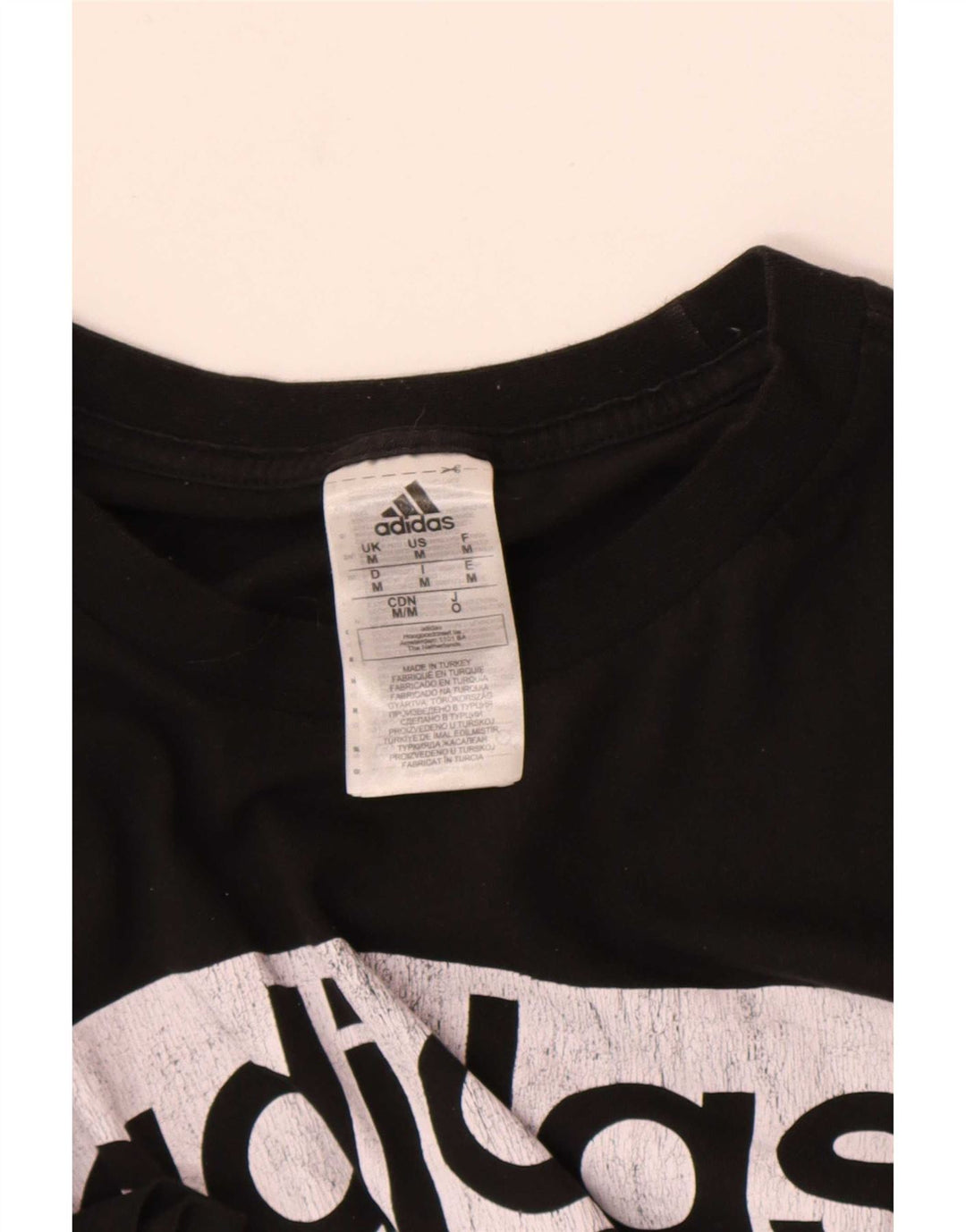 Adidas Tre Stripes Grafisk T-Shirt Top Medium Sort Bomuld
