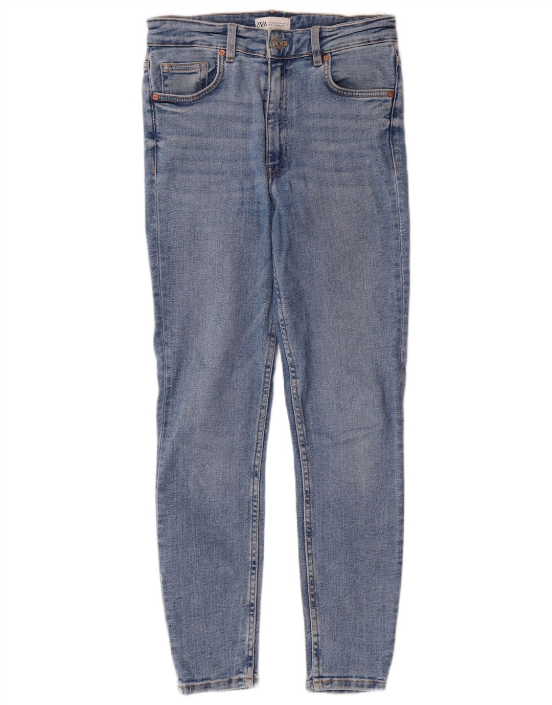 Zara Dame Højtalje Skinny Jeans EU 38 Small W28 L27 Blue Classic