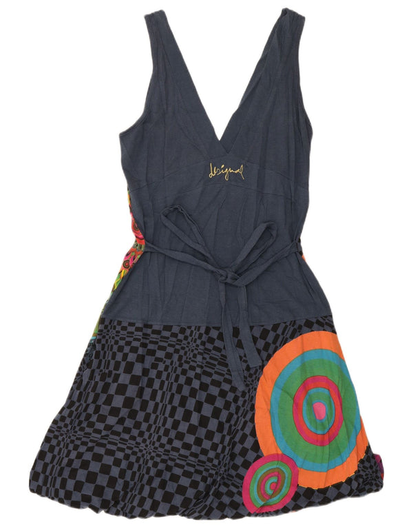 Desigual Womens Graphic Sleeveless A-Line Dress UK 18 XL Navy Blue Floral