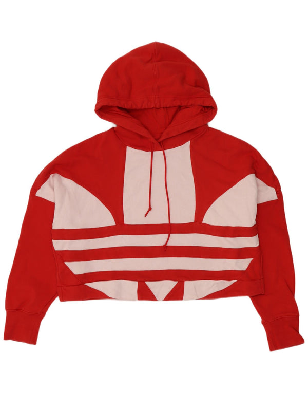 Adidas Dame Oversized Crop Graphic Hoodie Jumper UK 8 Small Red