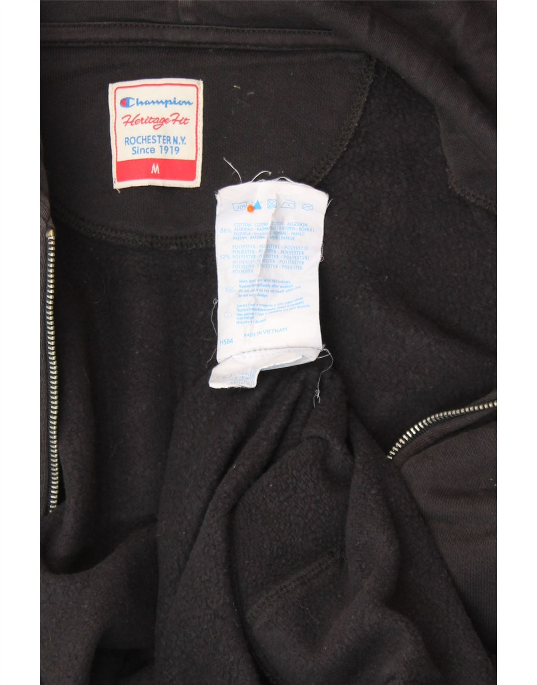 CHAMPION Womens Heritage Fit Hættetrøje med lynlås UK 14 Medium Sort Bomuld