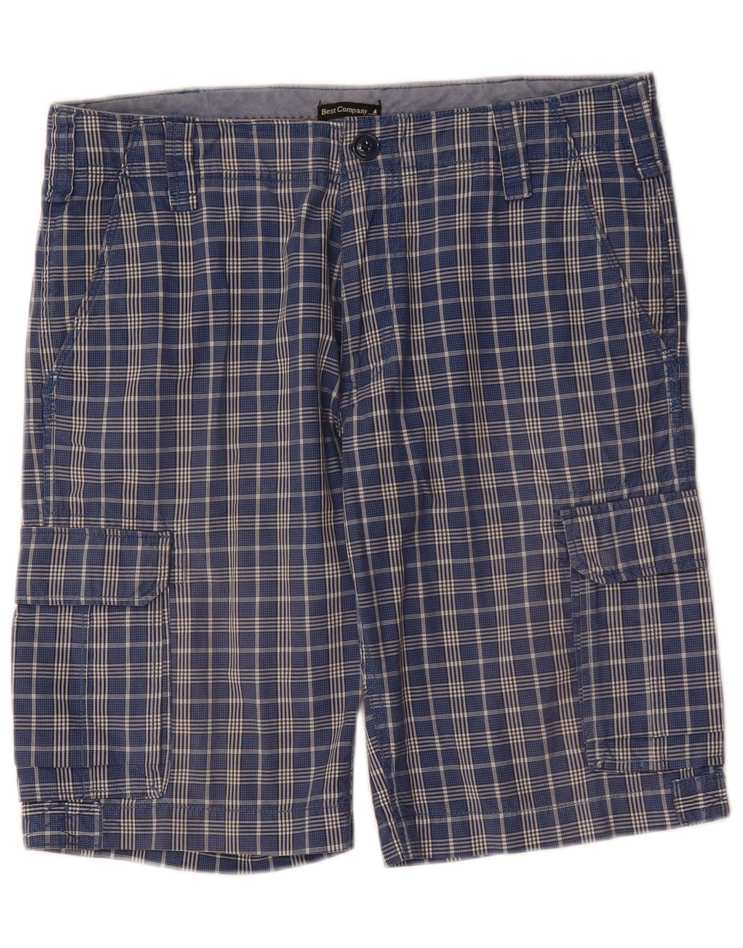 BEDSTE FIRMA Herre Cargo Shorts IT 50 Large W34 Blue Gingham Cotton