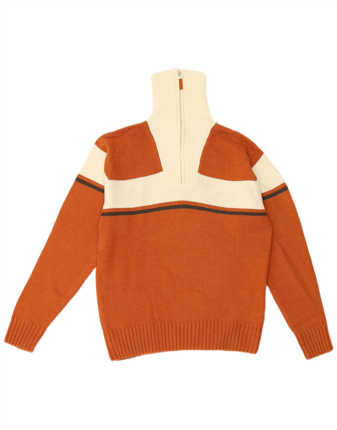 Tom Tailor Herre lynlås-hals sweater lille brun colourblock bomuld