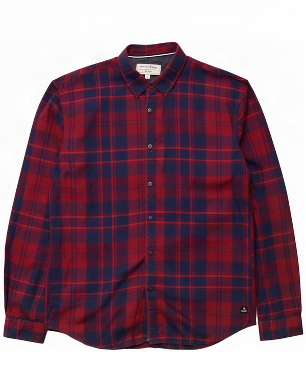 Tom Tailor Herre flannelskjorte XL rød ternet bomuld